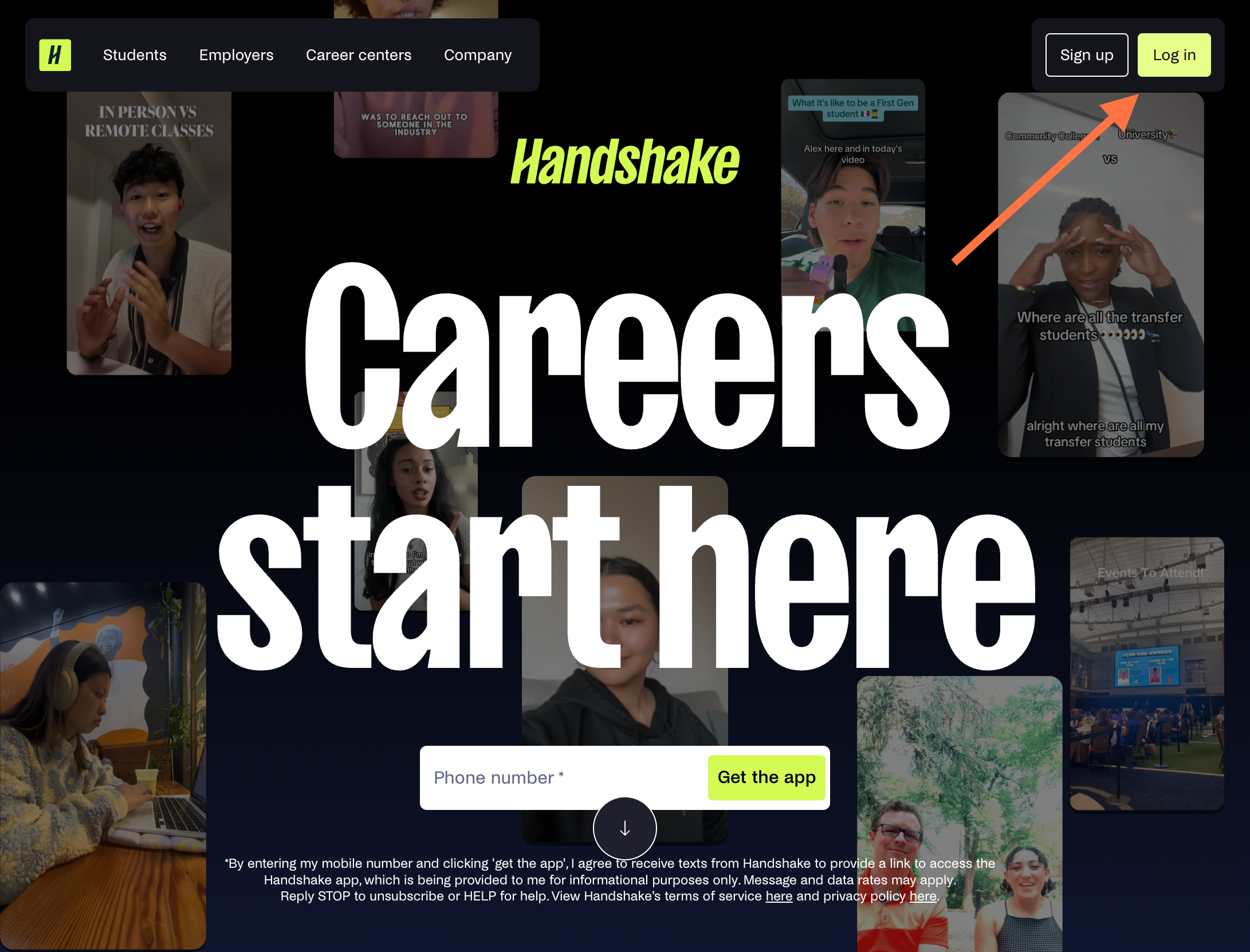Click "Log in" in the upper right hand corner.