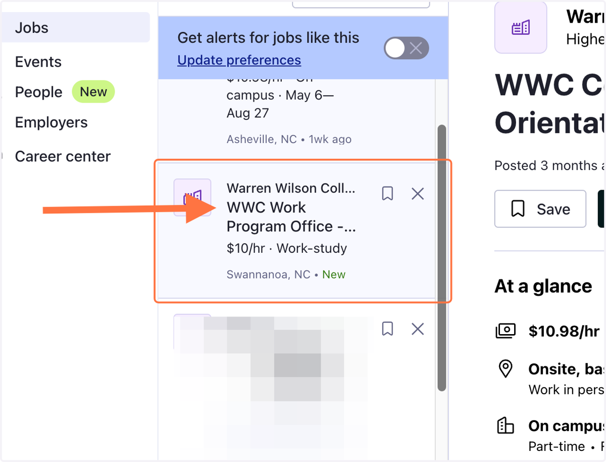 Look for jobs that start with "WWC". Click on any that interest you to see more details.