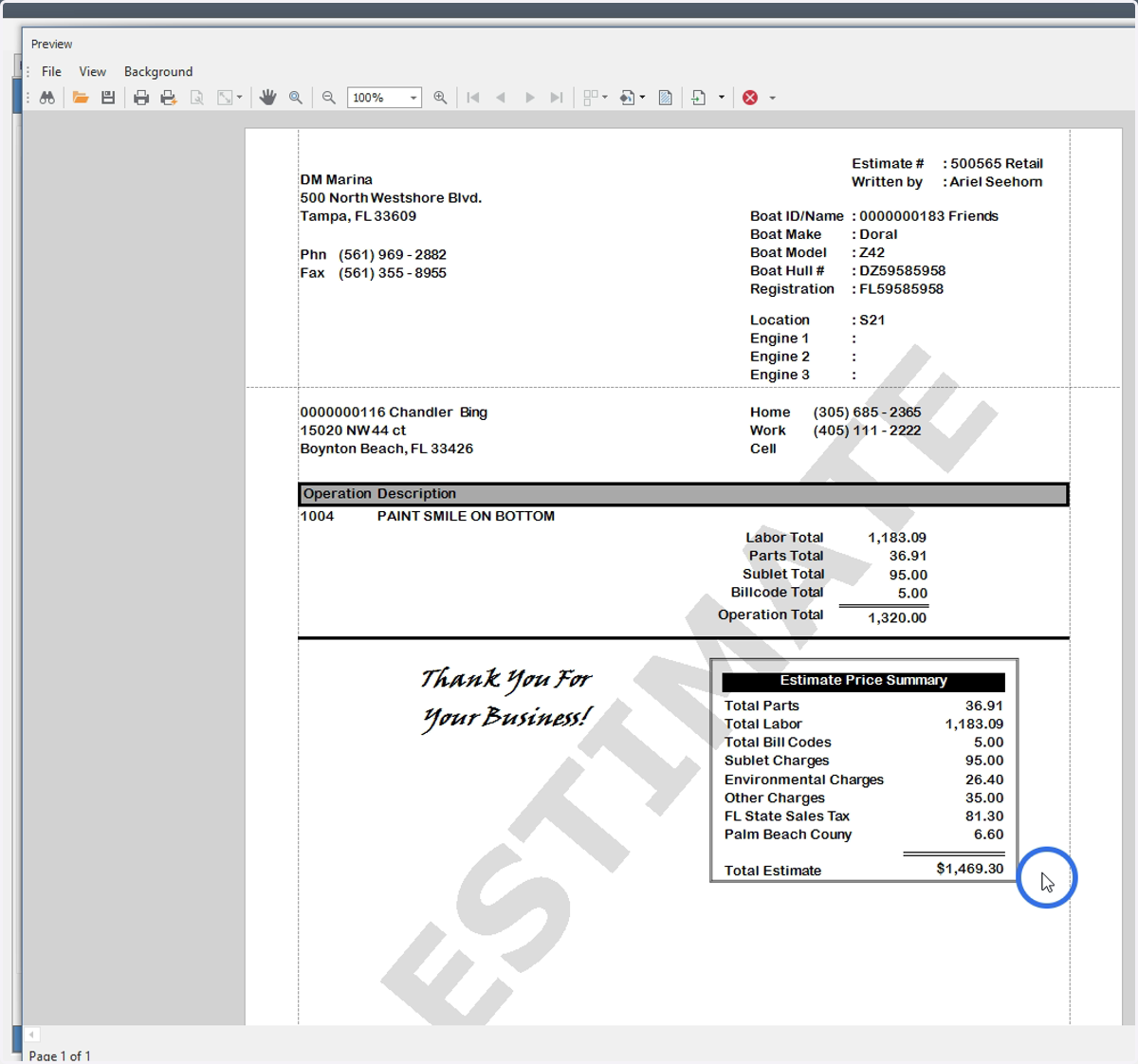 Provide the Estimate to the customer for review and signature