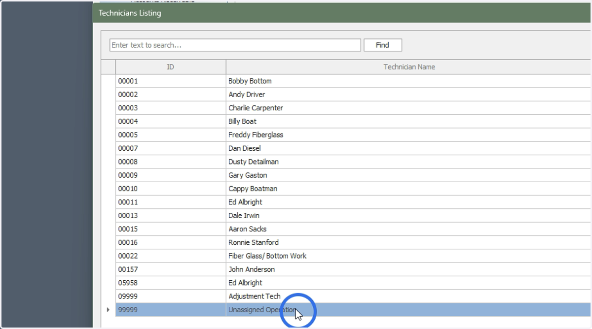 Assign the "Unassigned Operations" technician as a placeholder throughout the Estimate