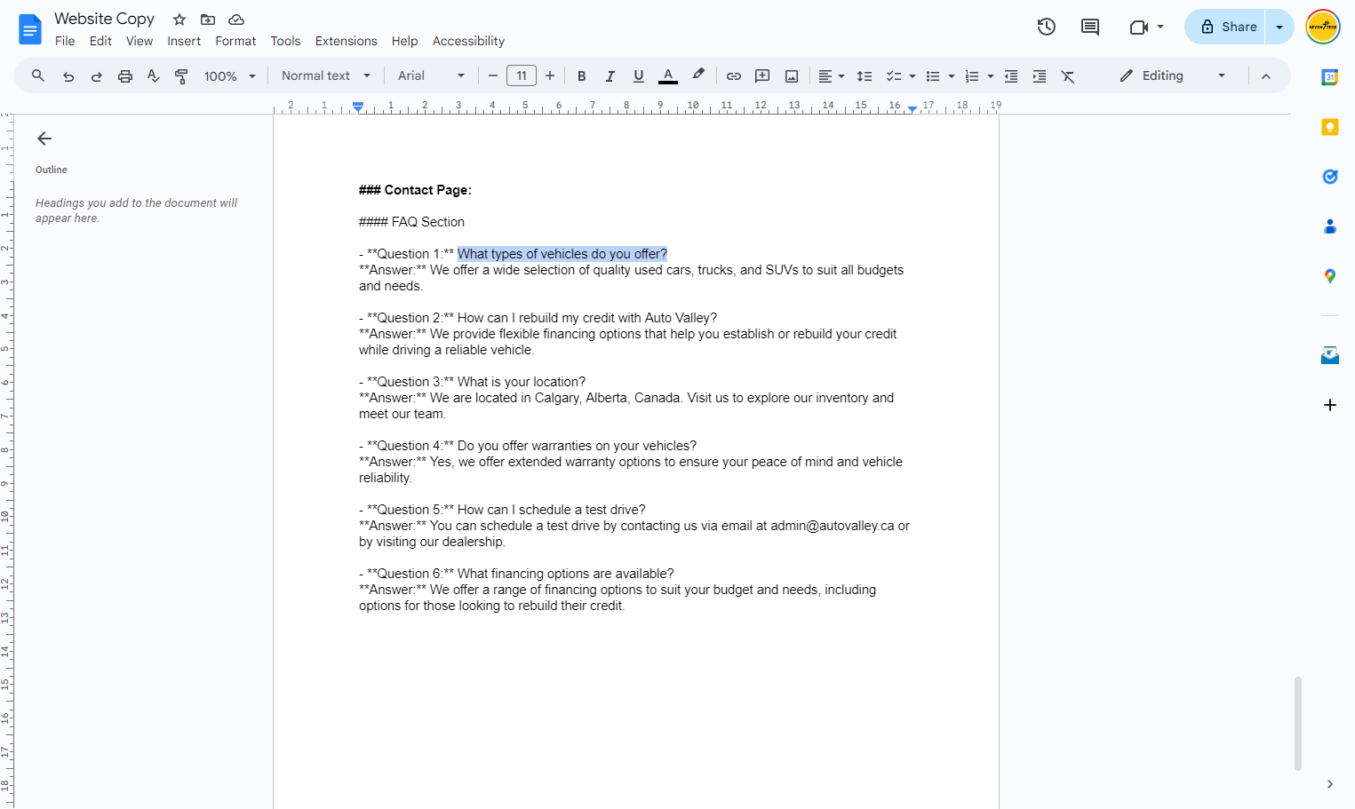 Highlight and copy each of the questions