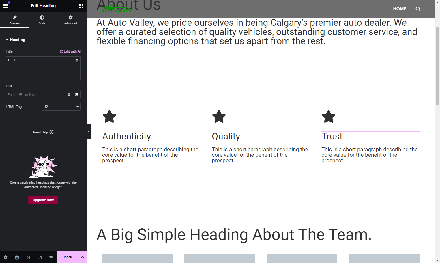 Paste the descriptions in their corresponding placeholders