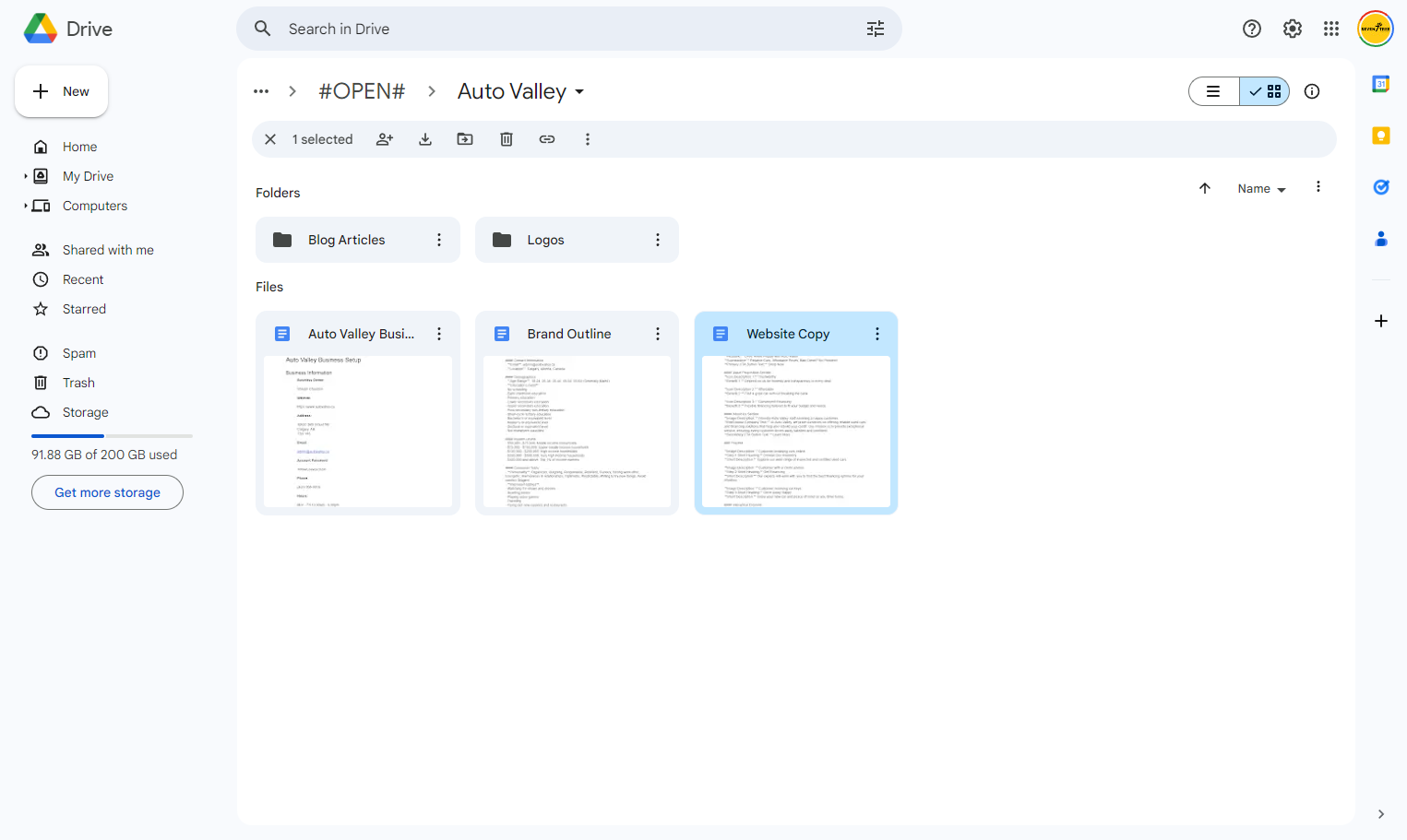 Open the Website Copy document