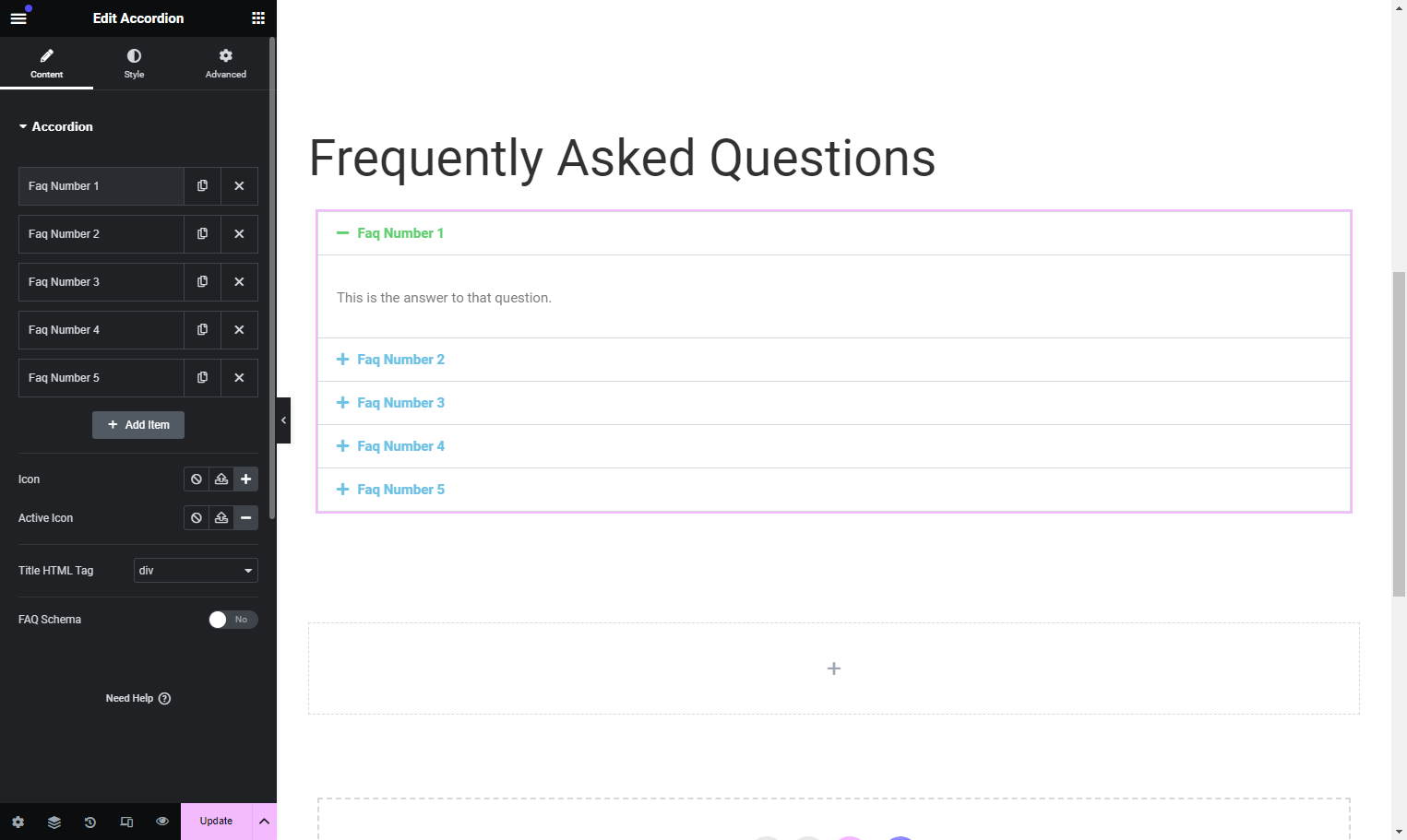 Scroll down to the FAQ section and click on the accordion element