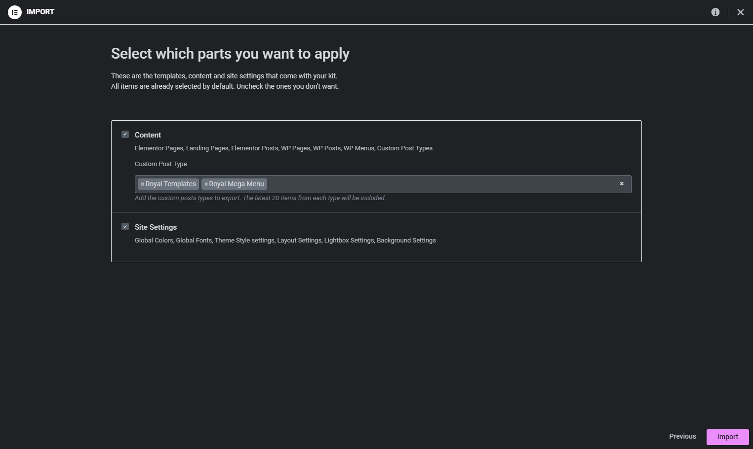 Click on Import