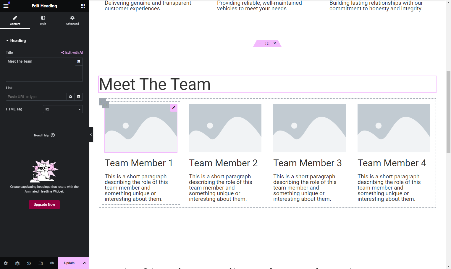 Select each of the corresponding placeholders