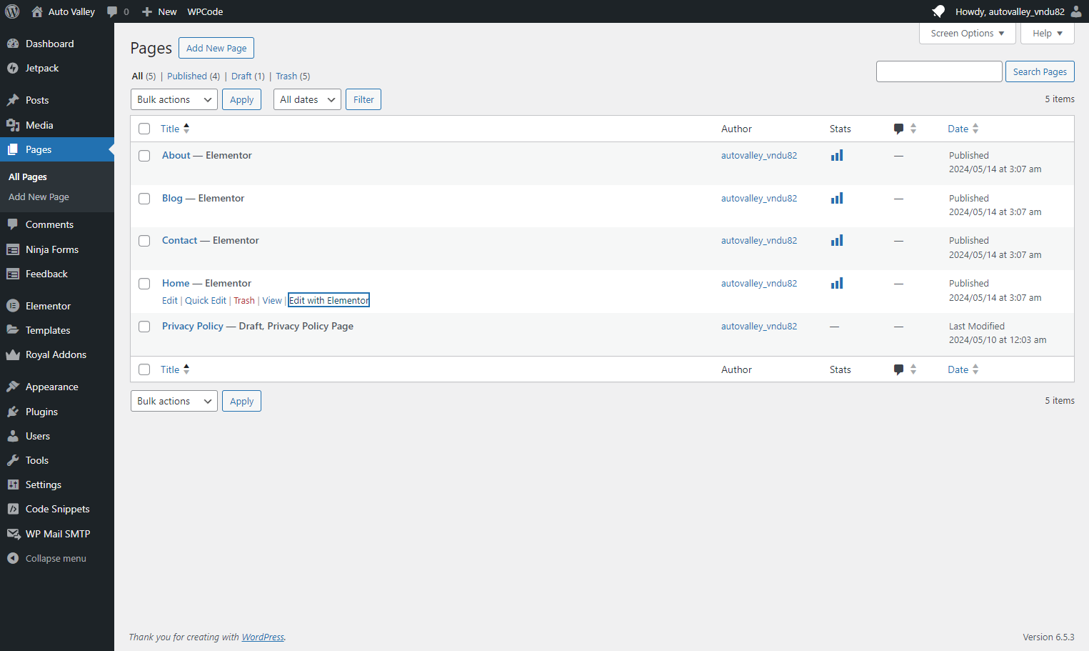 Right click on Edit with Elementor and select the Open in new tab option to edit the Home Page