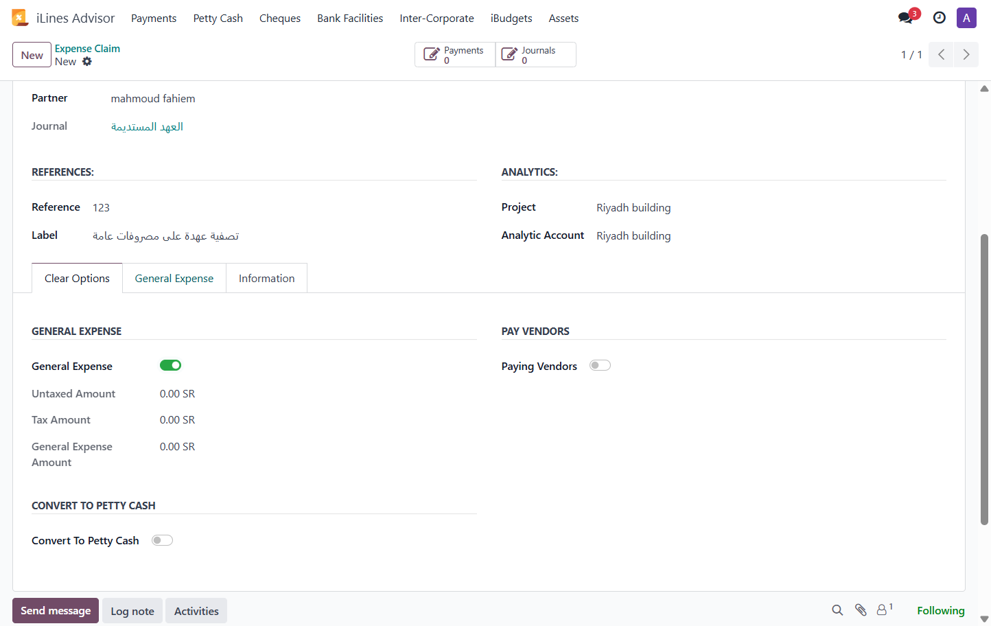 After selecting the type of claim, a tab will appear for it.
