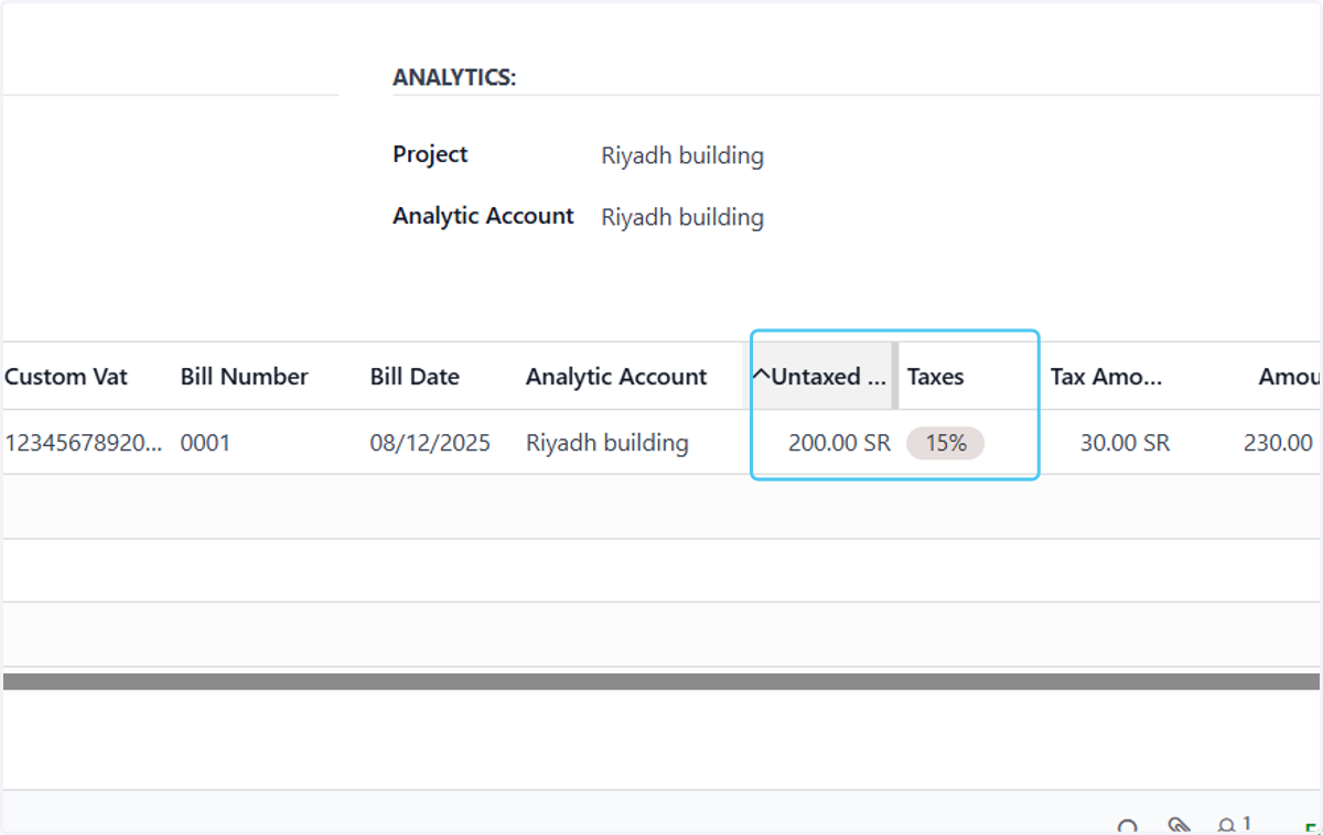 Add the amount without tax and tax, if any.
