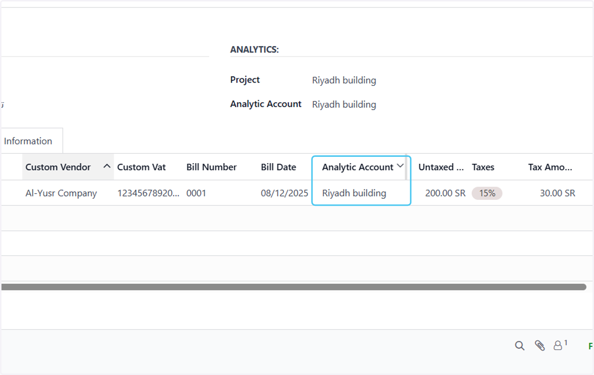 The analytical calculation is automatic based on what was selected in the request.