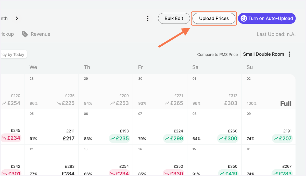 Click on "Upload Prices" on the top right