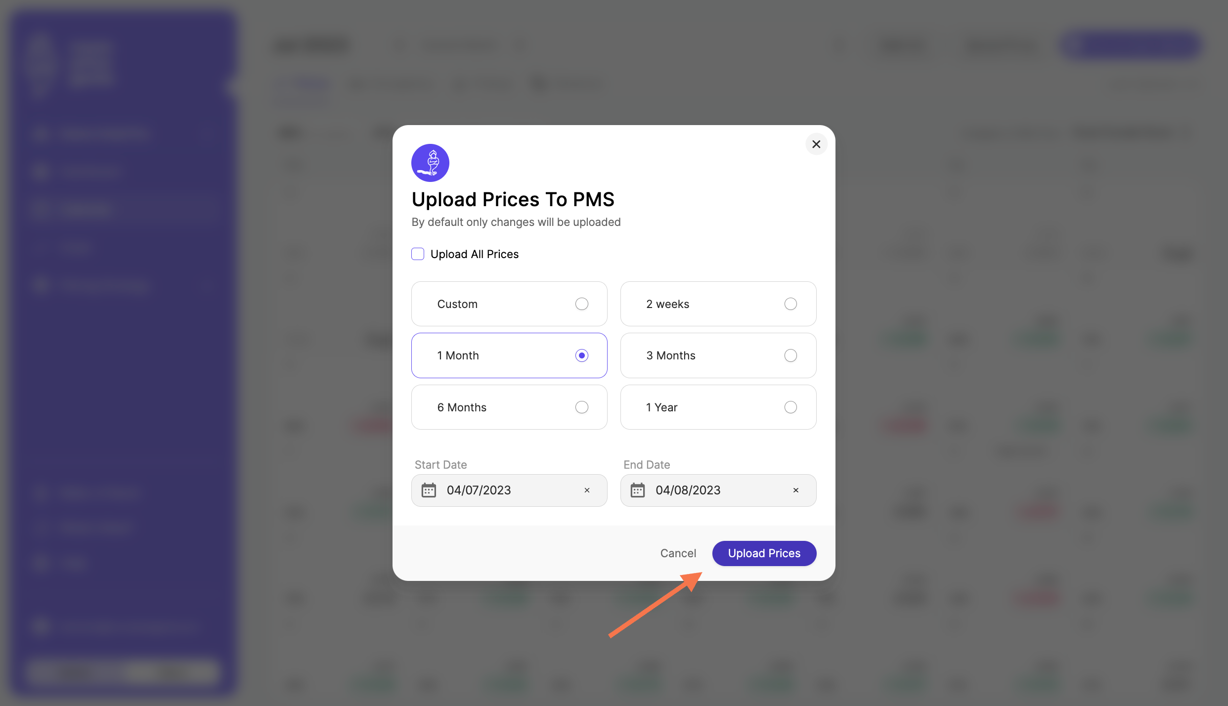 Click on "Upload Prices"