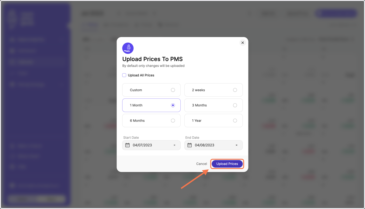 Click on "Upload Prices"