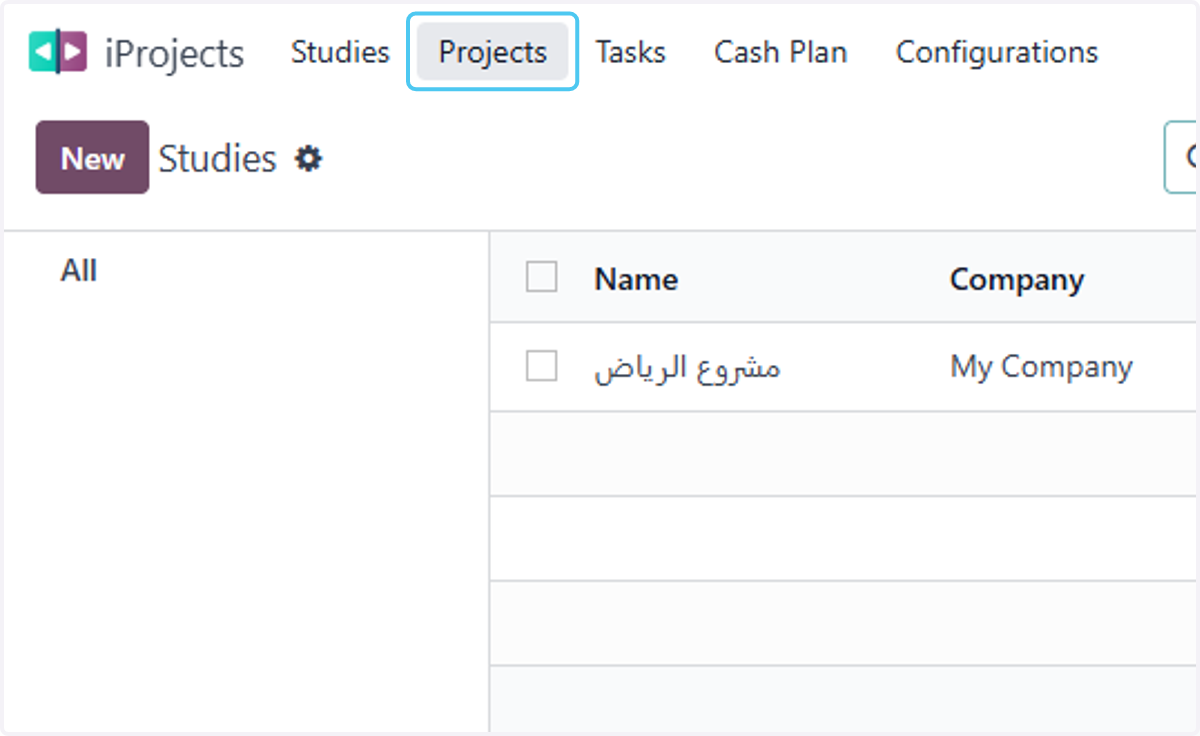 Click on Projects