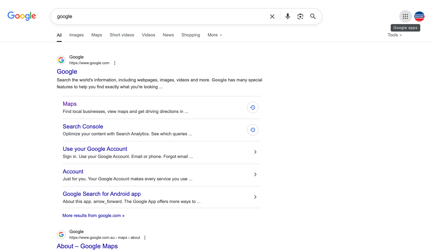 Open Google search & click on the 9 dots