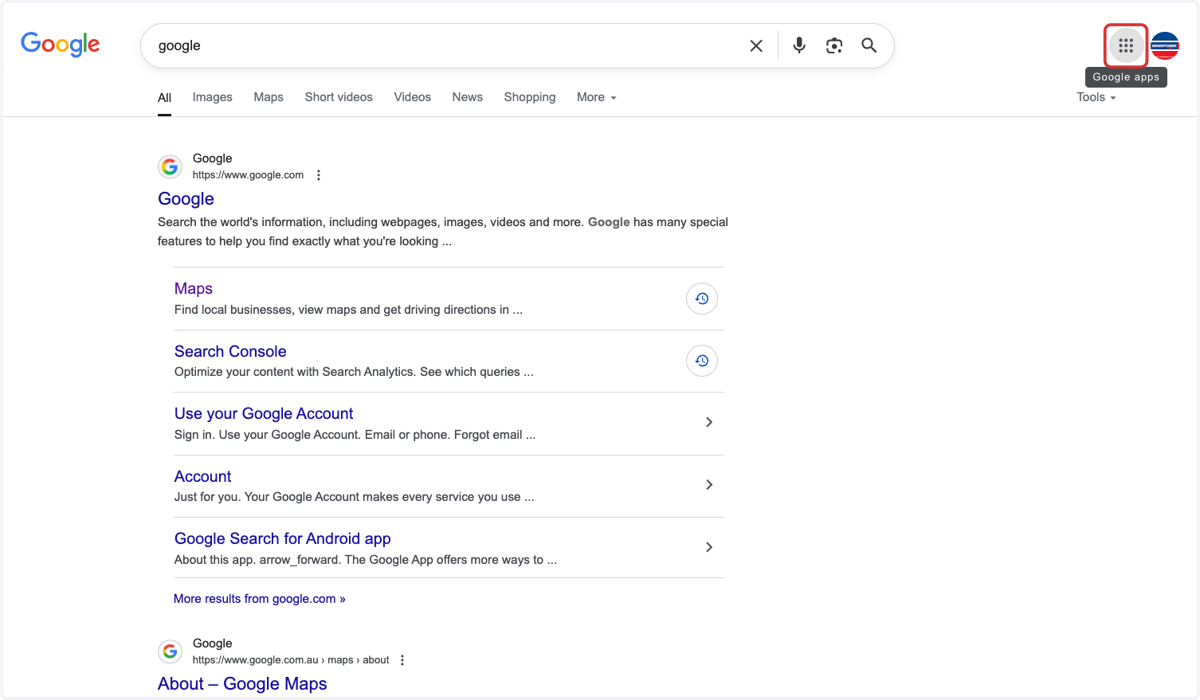 Open Google search & click on the 9 dots