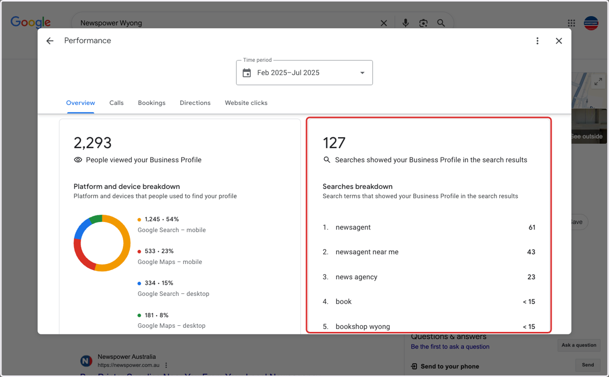 Here will show you what people are searching for when they find you