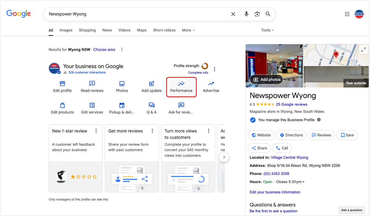 Click on Performance