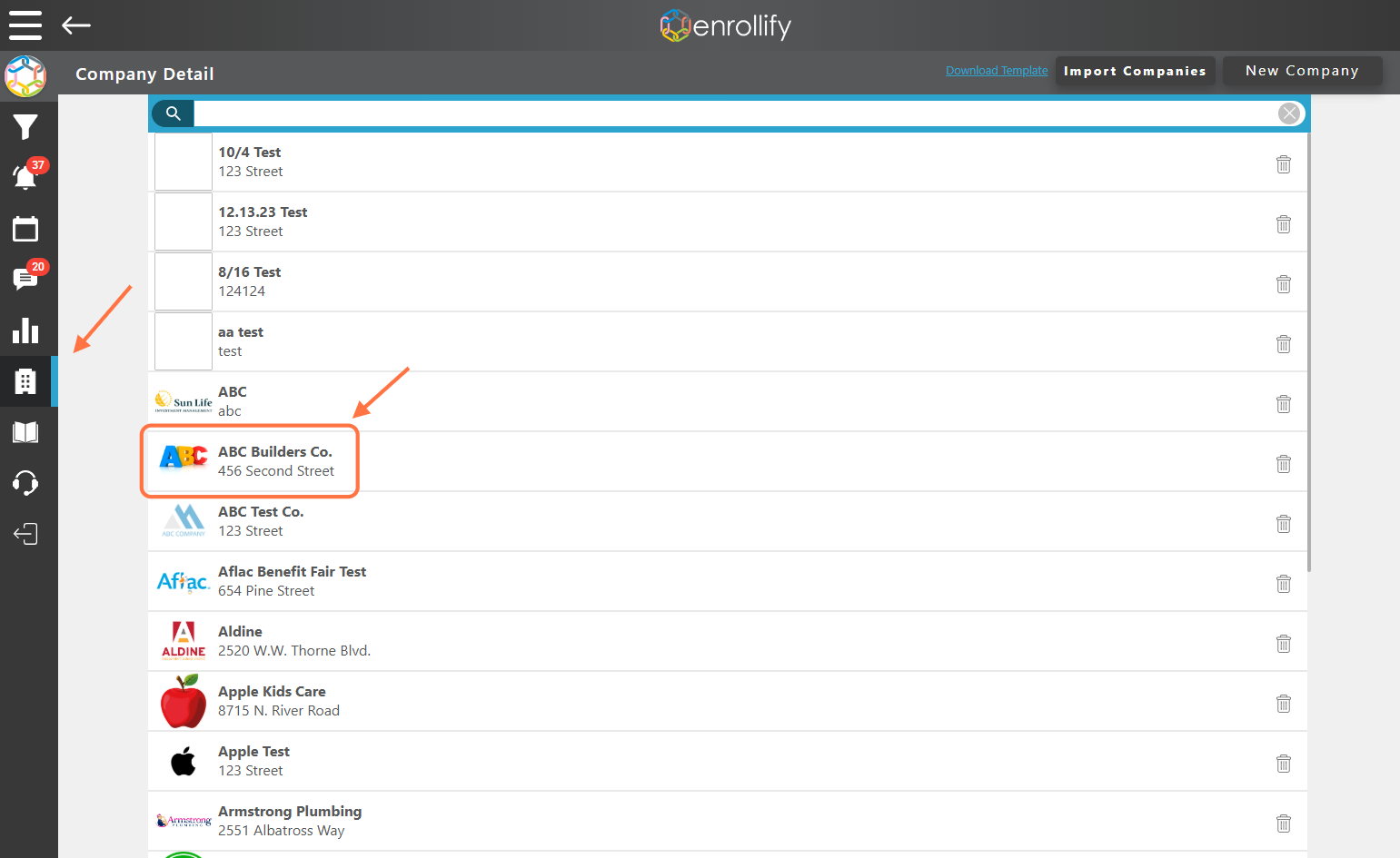 To begin, go to the 'Company Detail' tab and click on your Case Name.