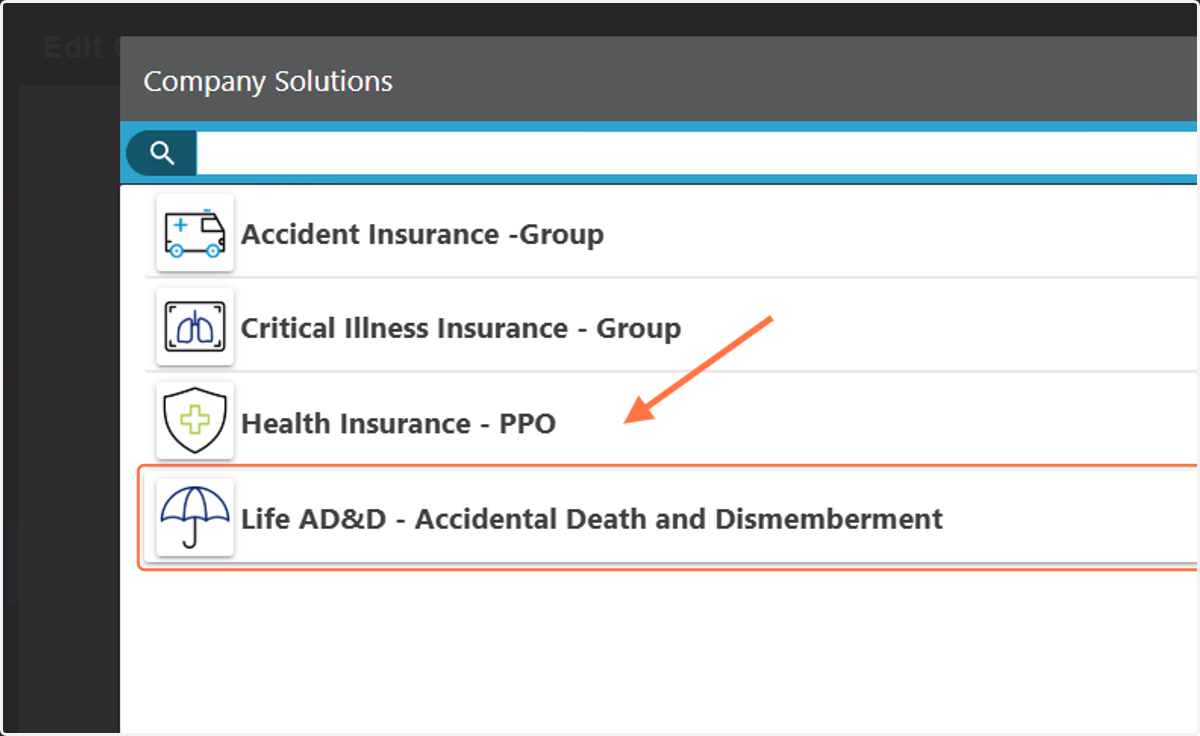 Select the Product you would like to mark as 'Employer Paid'