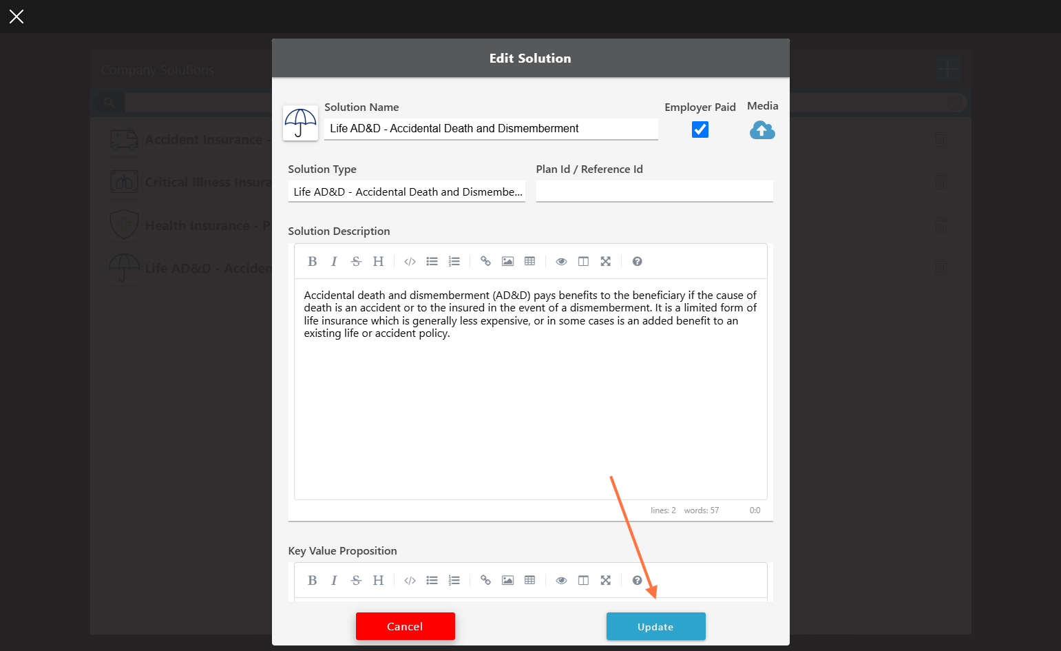 Click on 'Update' to Save