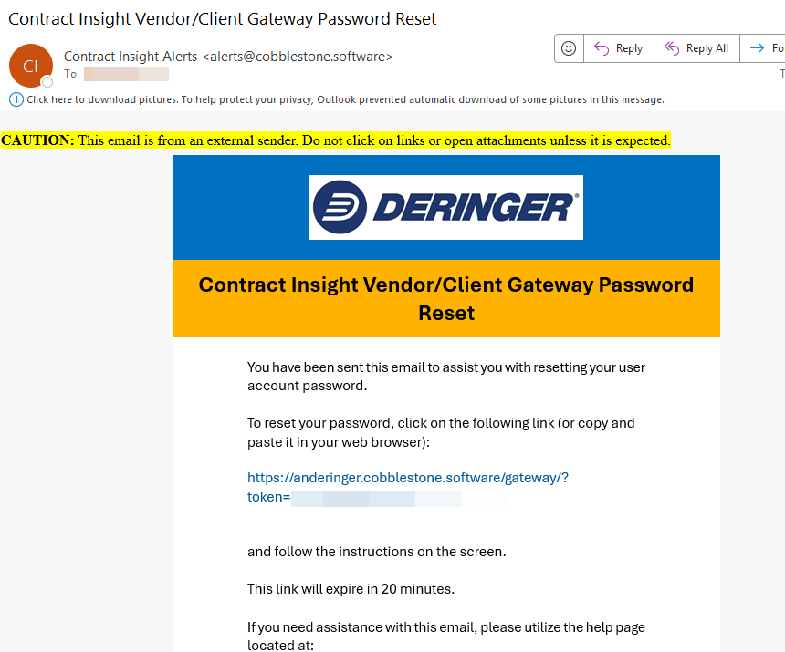 Password Reset E-mail