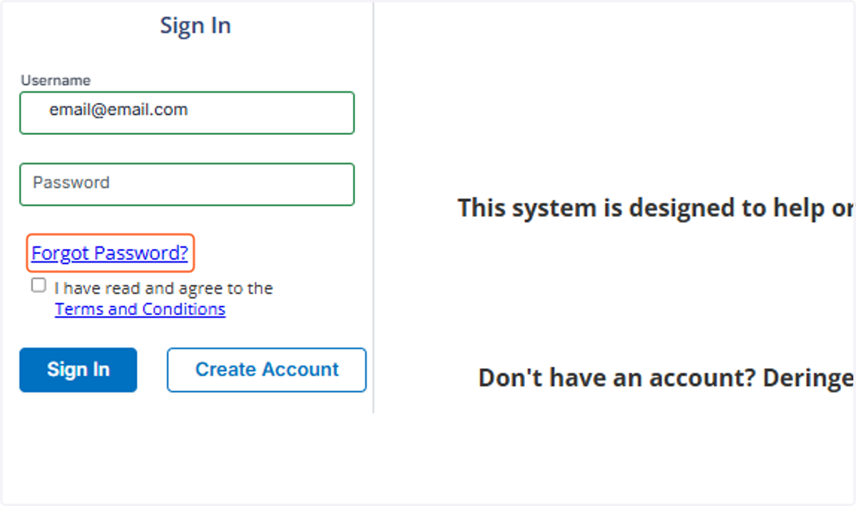 Click on Forgot Password?