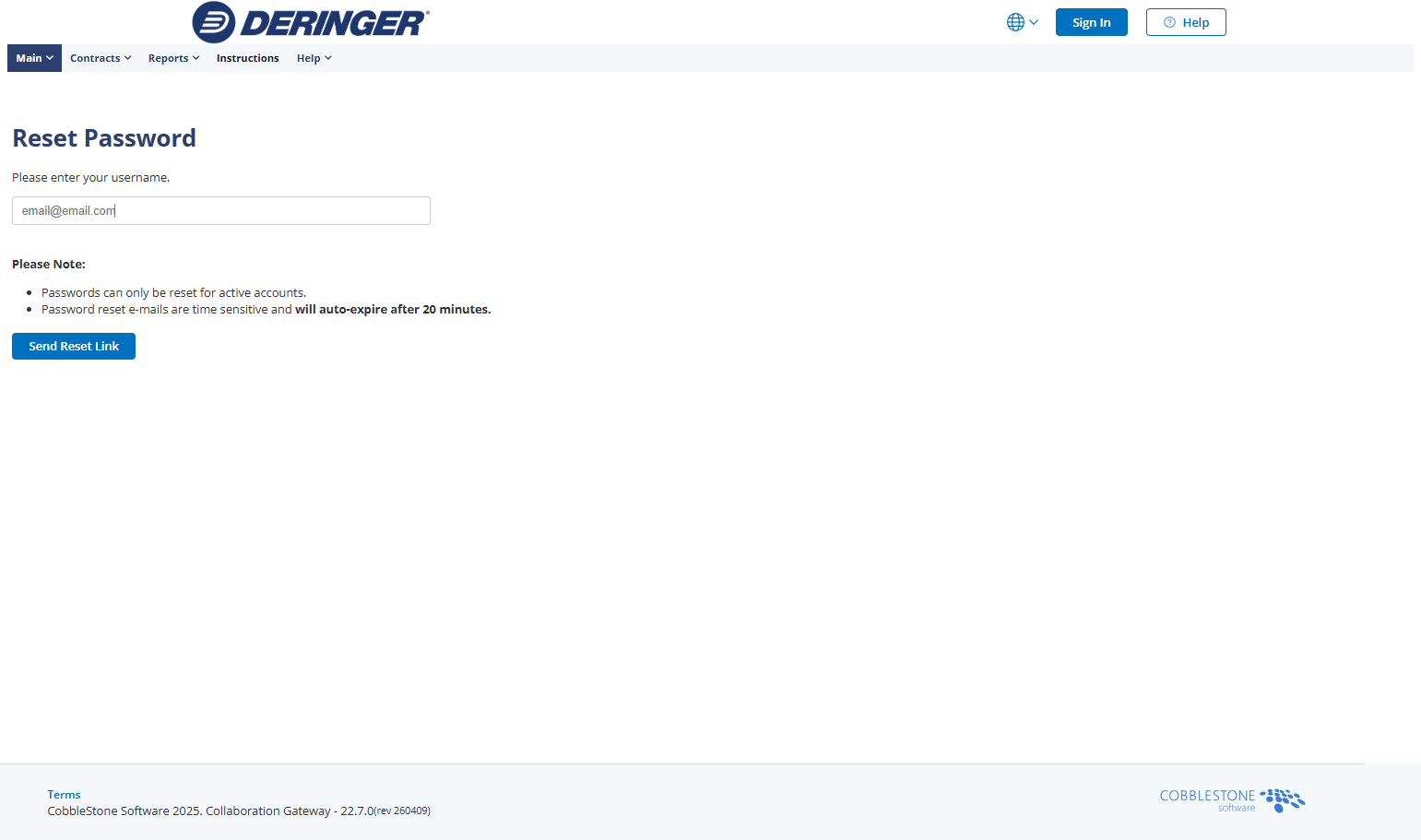 Type your e-mail address in the username field.
