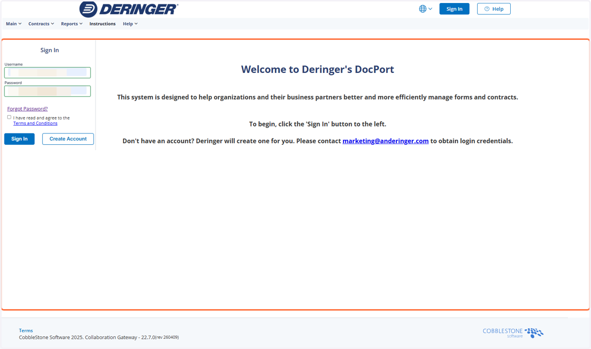 After clicking Save Password, you should receive a confirmation message and then be redirected to the DocPort login page. Use your e-mail address and the password you just assigned to Sign In.