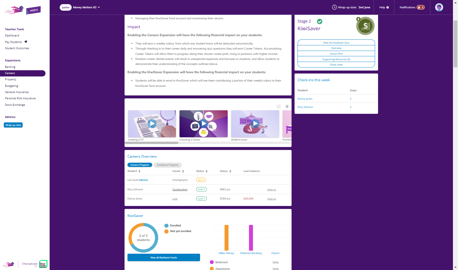 You can also view the information on their chosen career by clicking on the career.