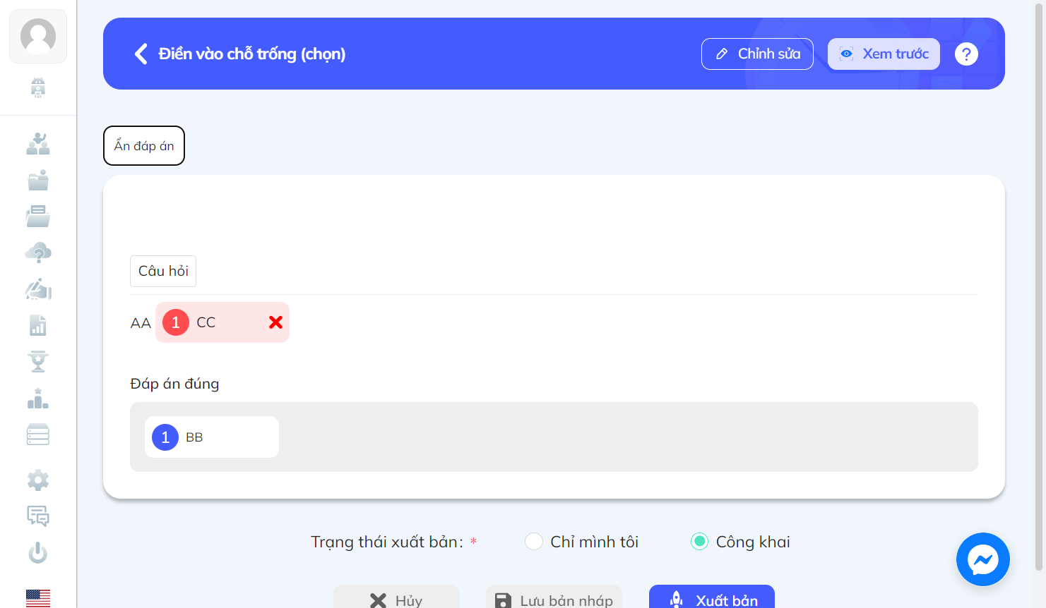 Màn hình sẽ hiện lên kết quả