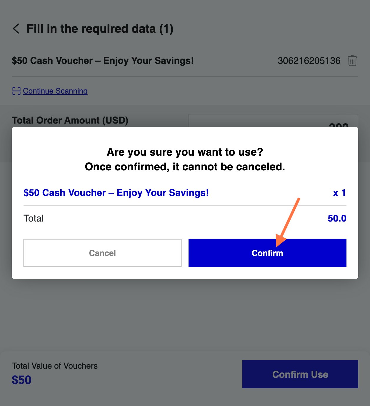 Click on Confirm