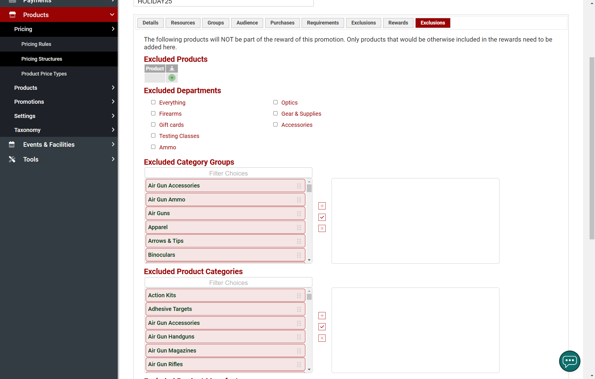 Click on Pricing Structures
