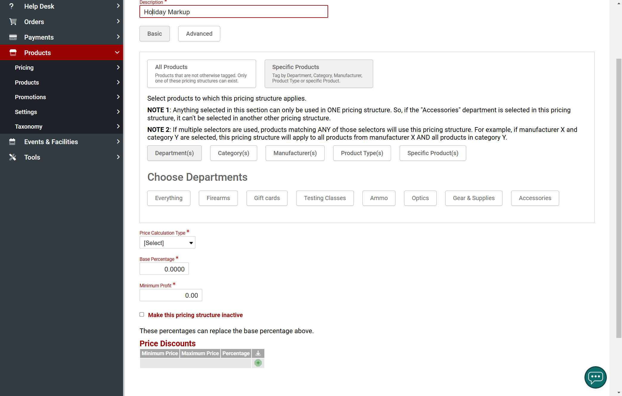 Click on your desired department
