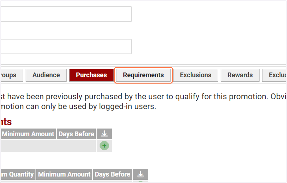 Click on Requirements