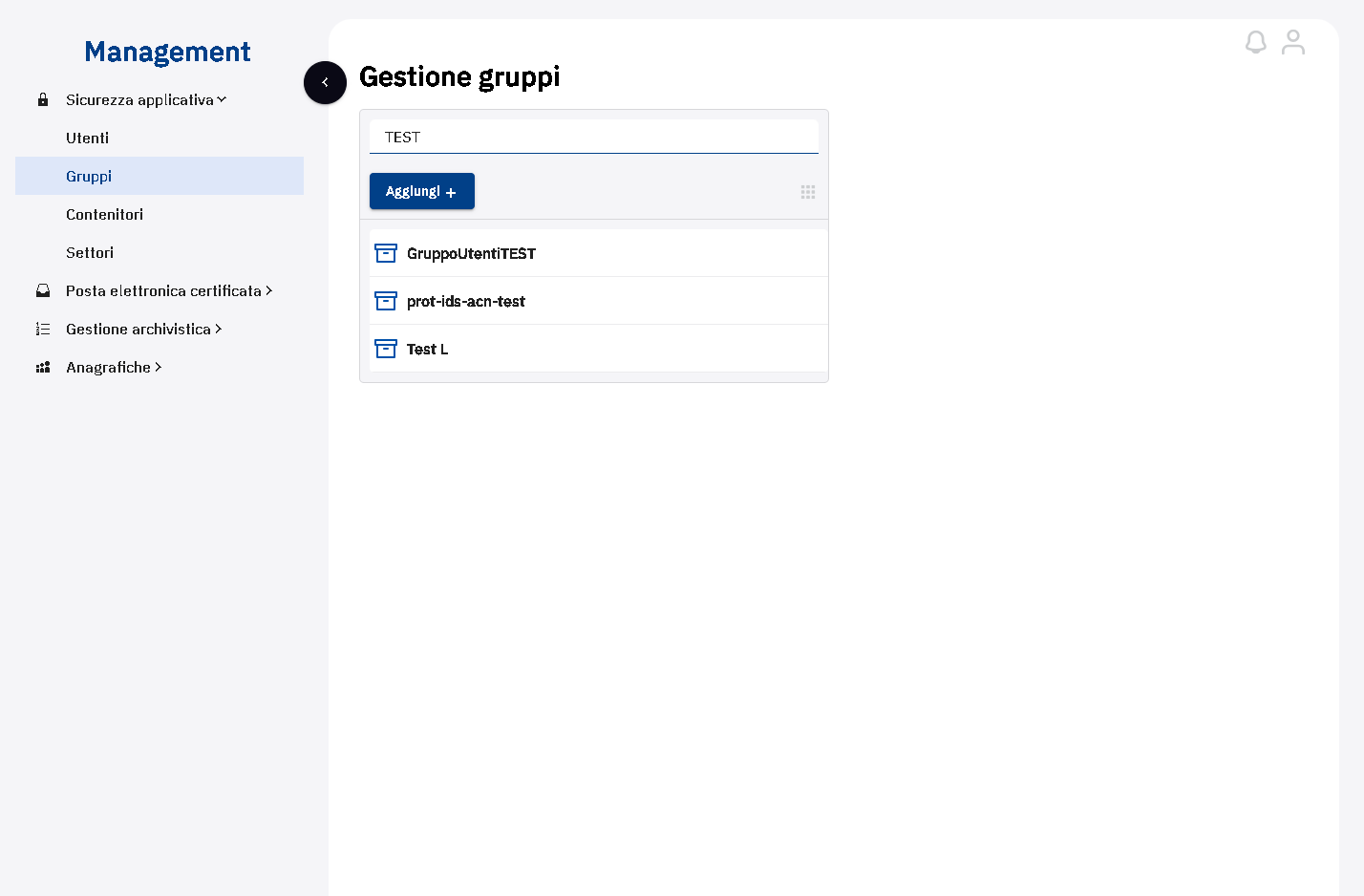 Digitare il nome del gruppo nella casella di ricerca