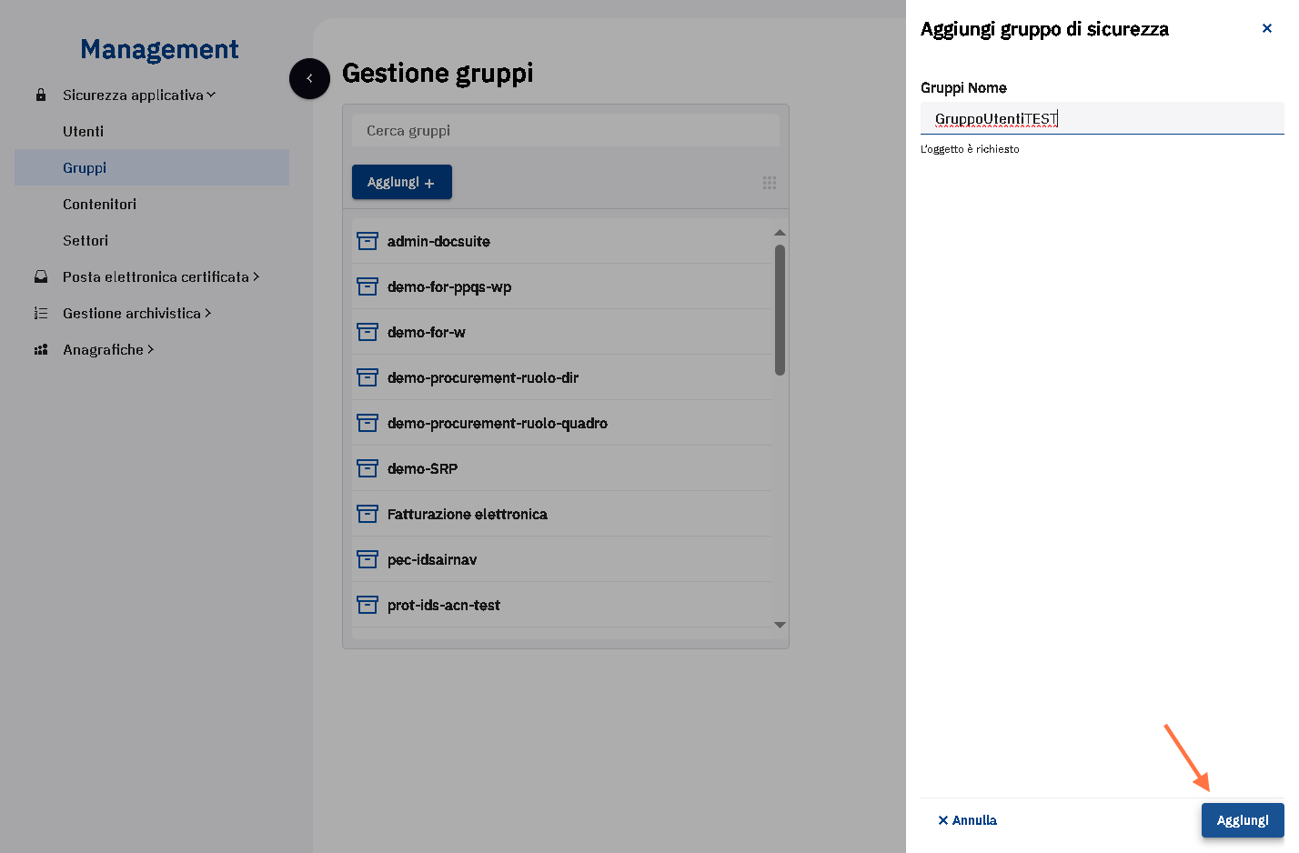 Cliccare sul pulsante Aggiungi per confermare