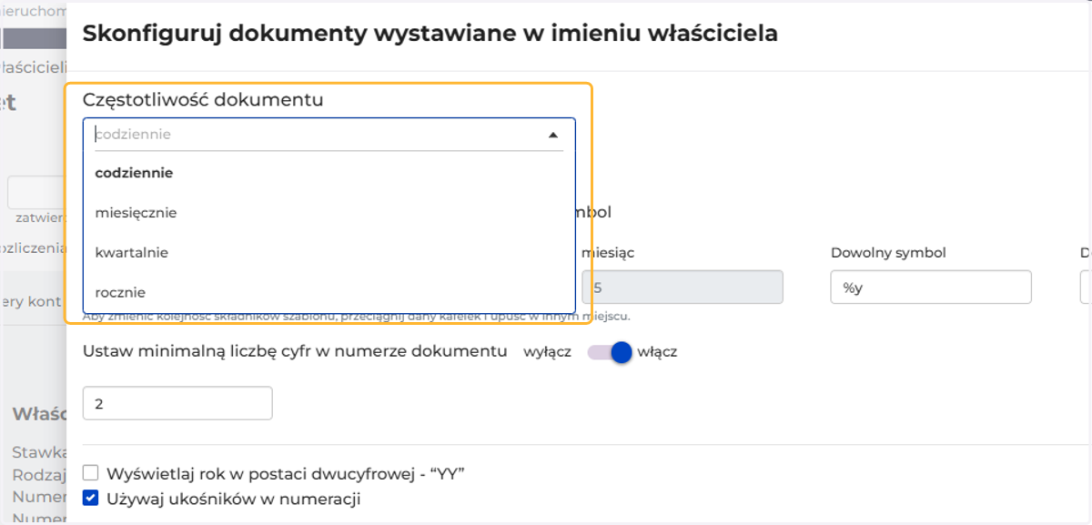 Określ częstotliwość numeracji
