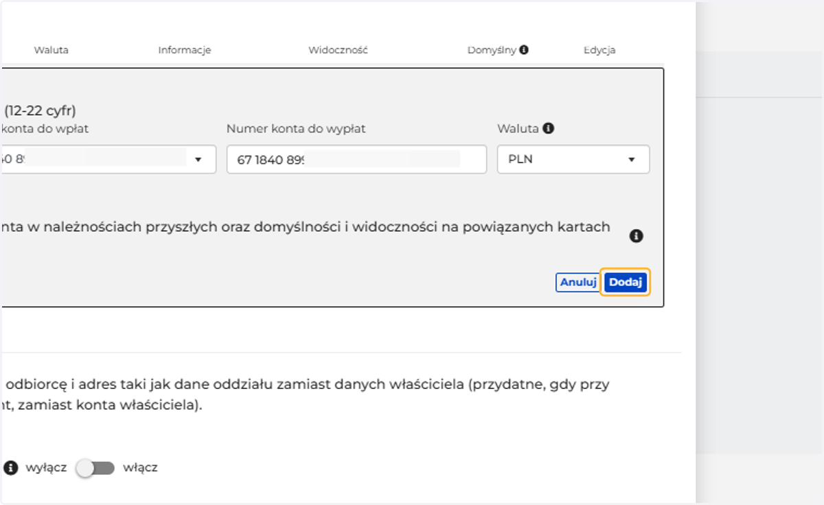 Po ustawieniu kliknij Dodaj