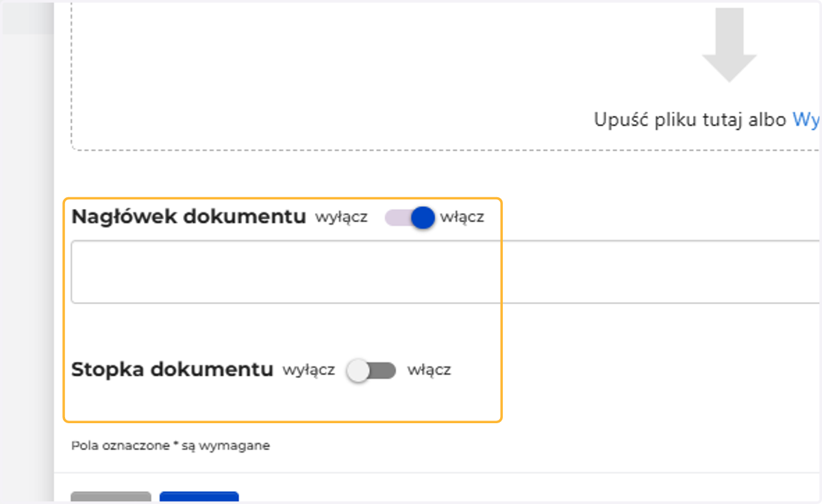 a także ustawić nagłówek lub stopkę dokumentów wystawianych w imieniu tego właściciela