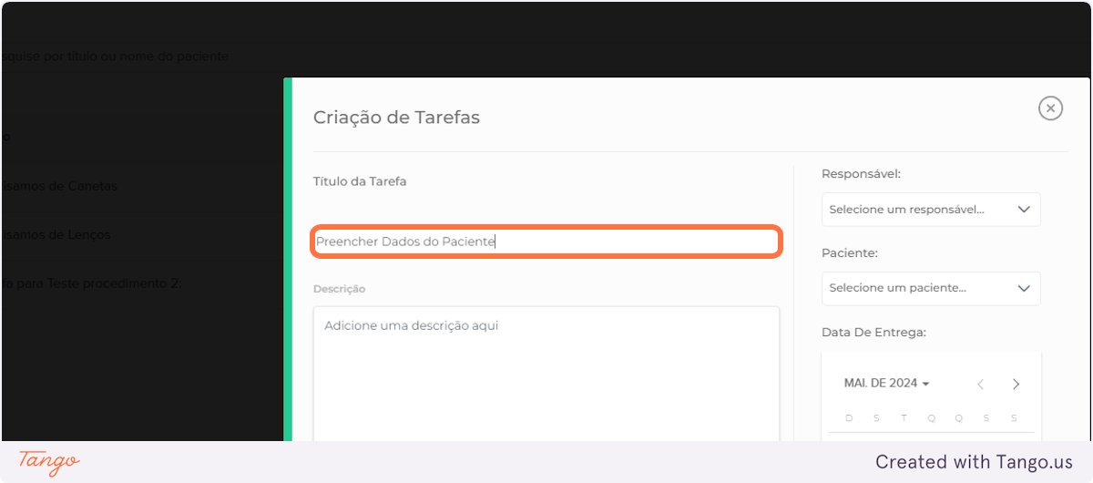 Preencha o texto do título da tarefa