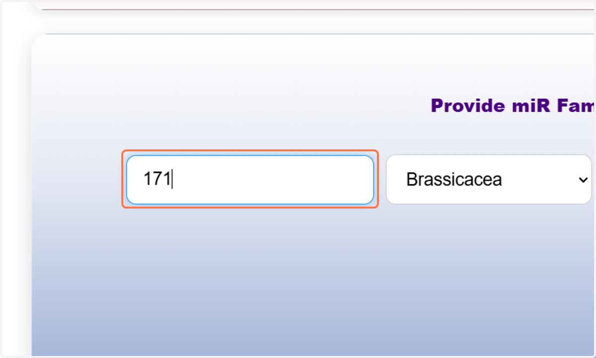 This is the main search query. Provide only numbers. E.g. - the search query for getting ath-miR171a-3p should be 171.