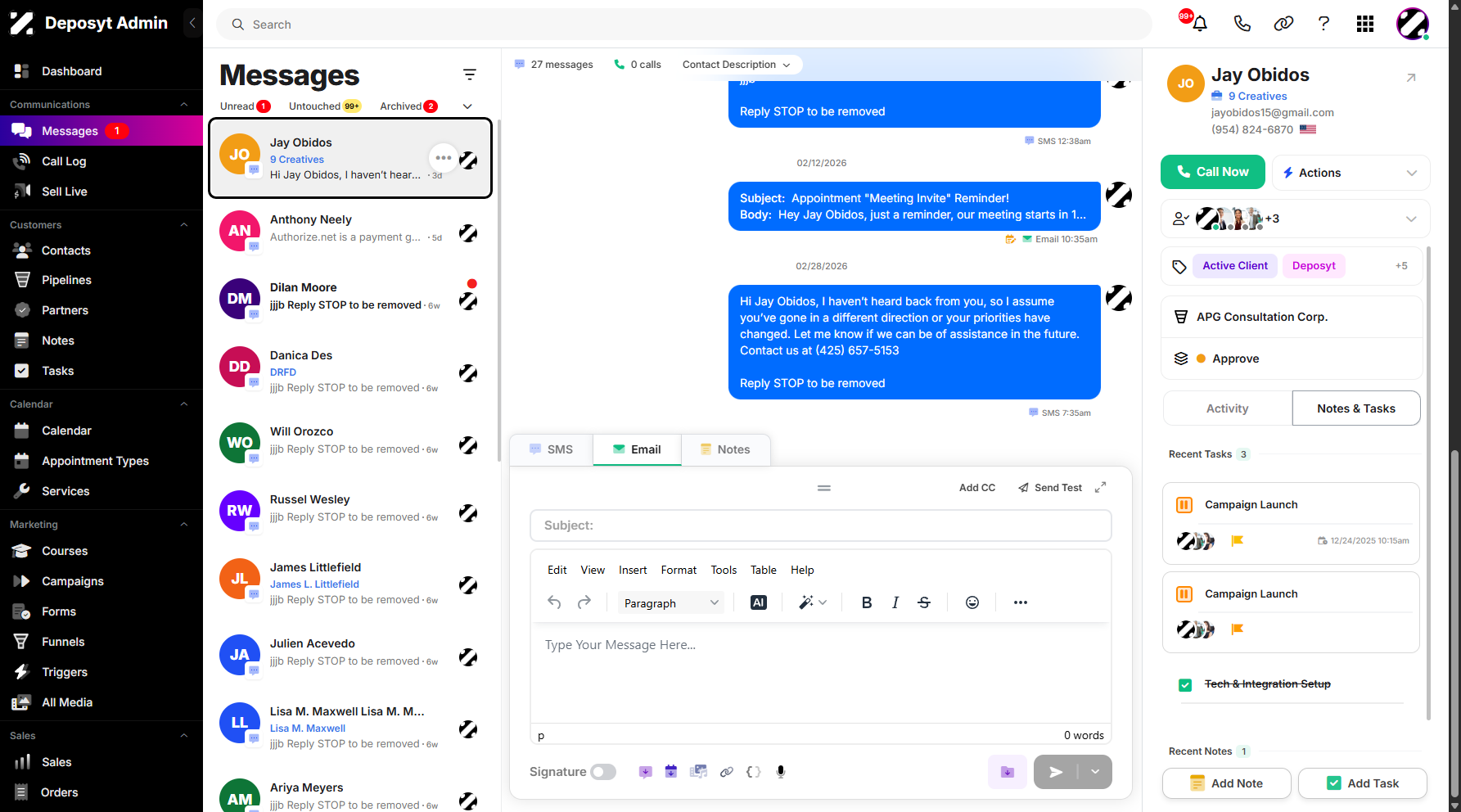 Step 2: Select a message, then click on it.