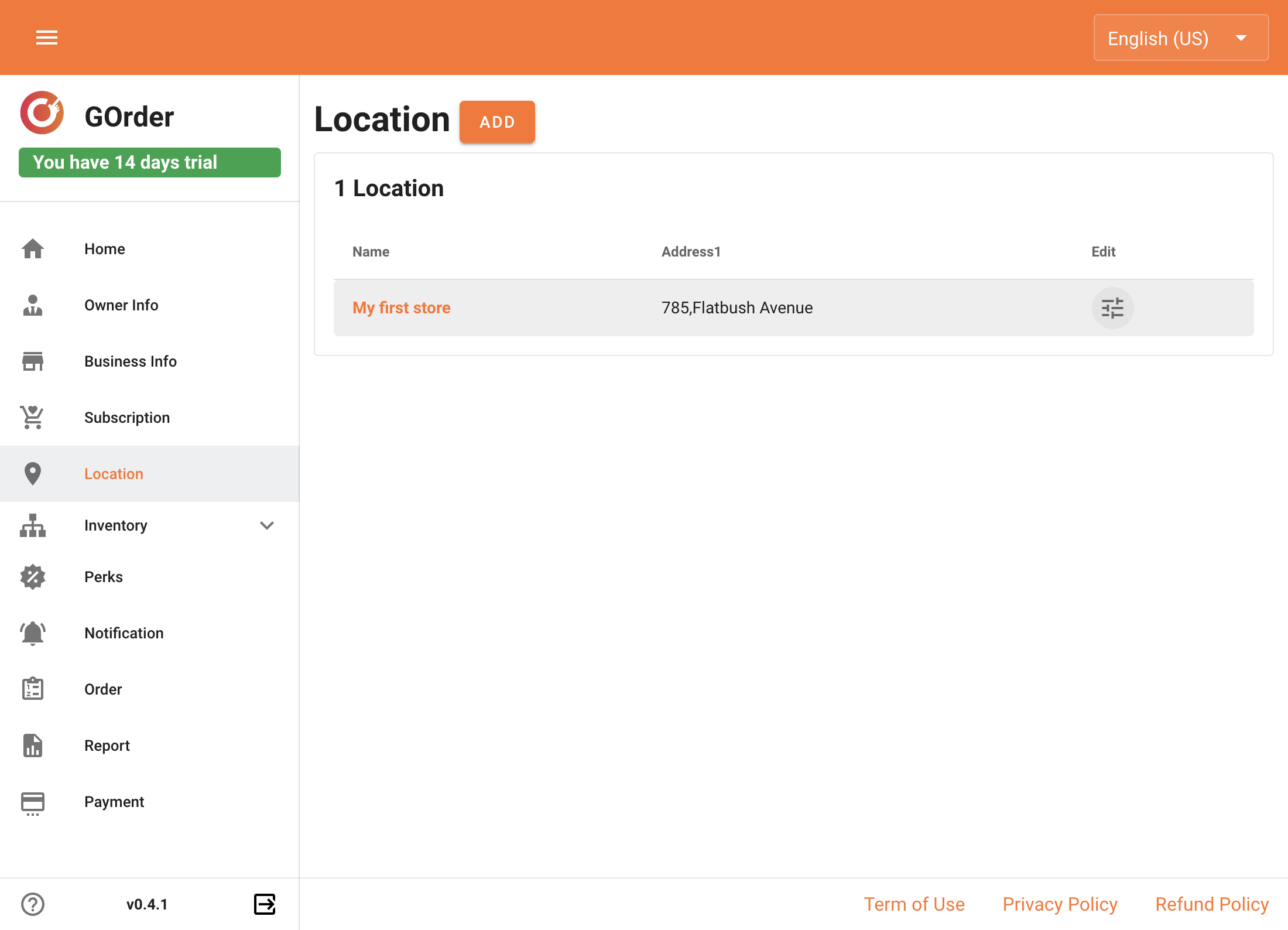 Click on Location settings