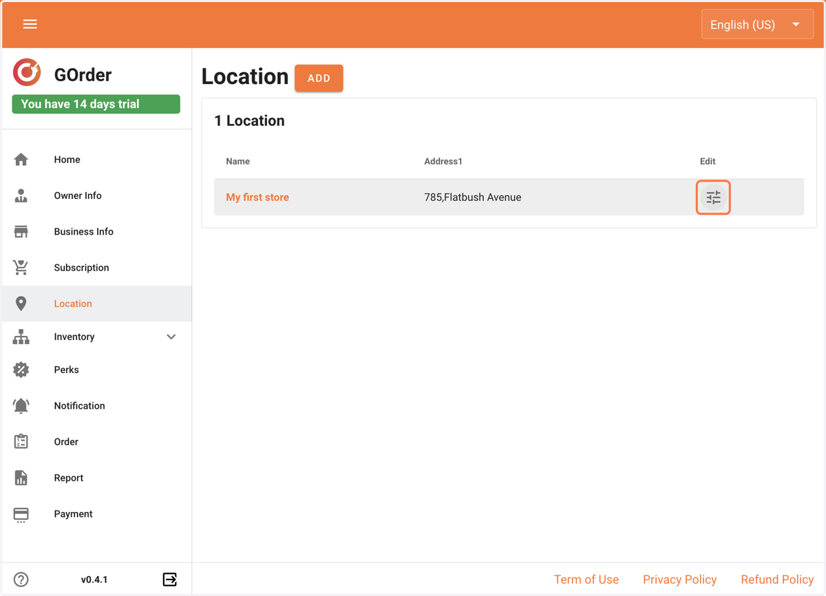 Click on Location settings