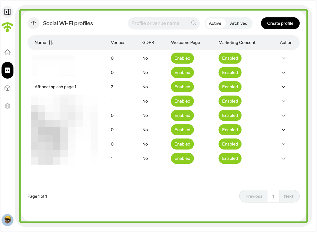 A preview of your social WiFi profiles will appear.