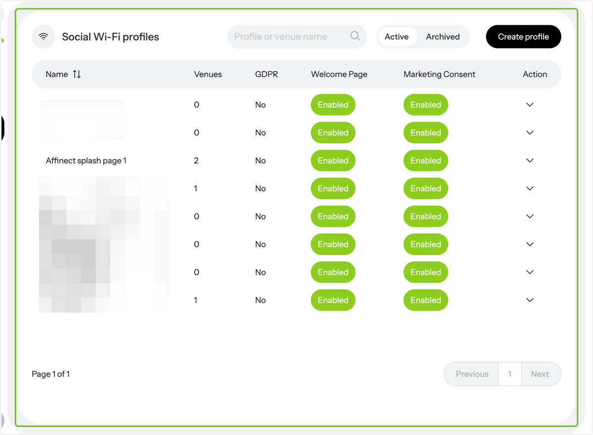 A preview of your social WiFi profiles will appear.