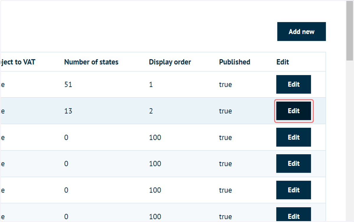 Click on Edit next to the country requiring a valid phone format