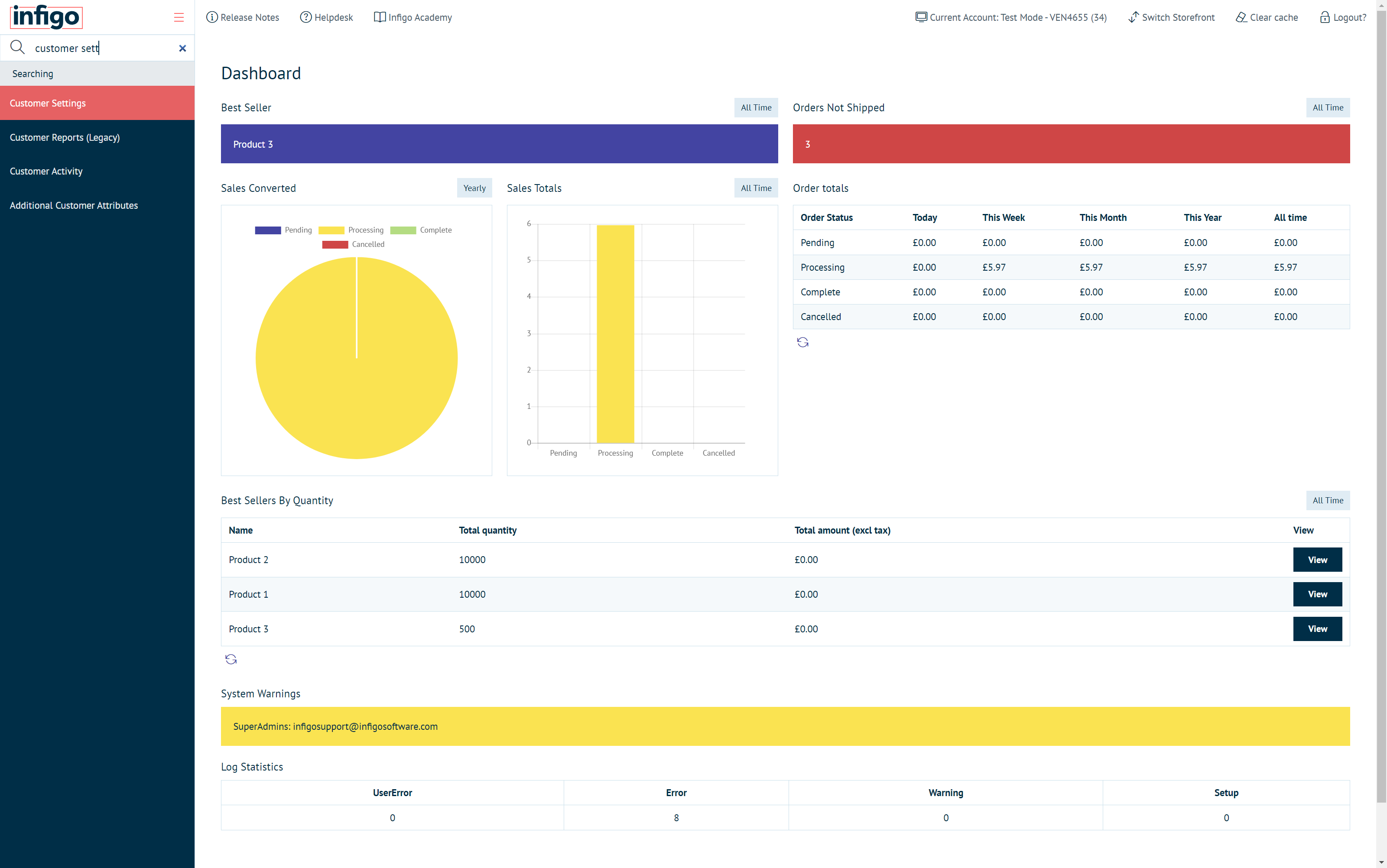 Navigate to Customer Settings