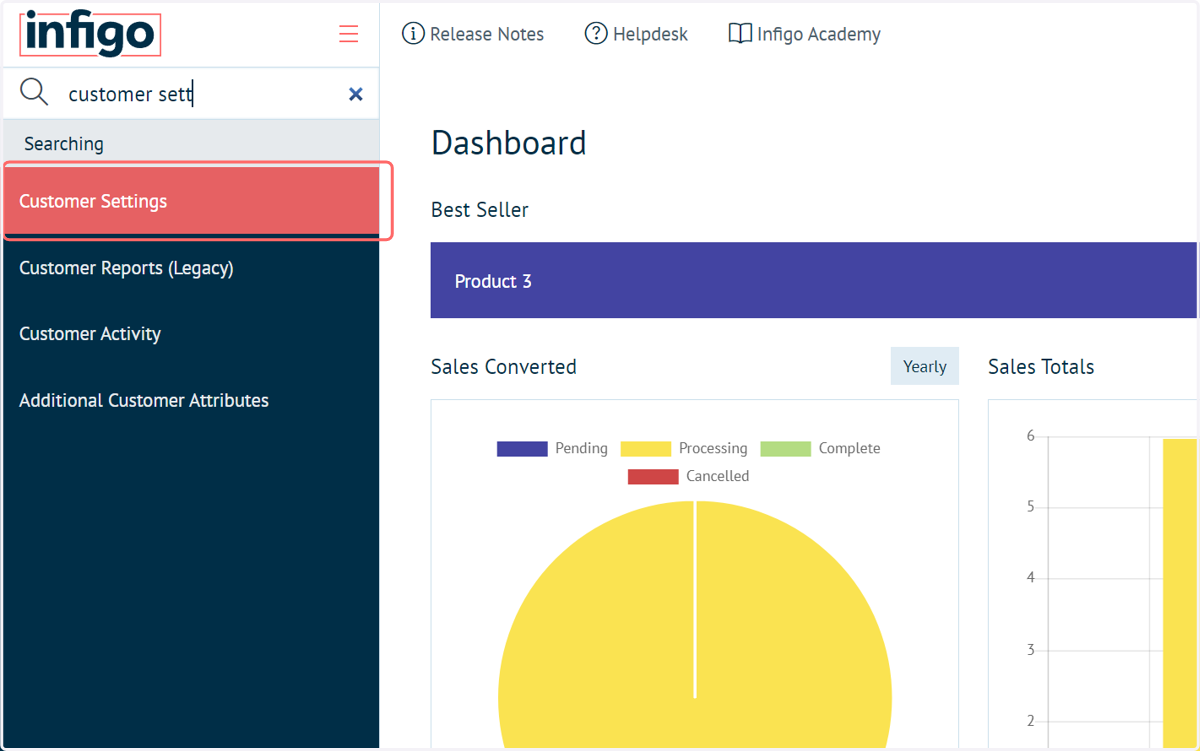 Navigate to Customer Settings